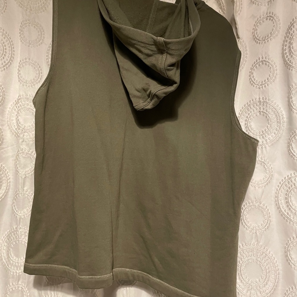 JJill Olive colored vest with hoodie